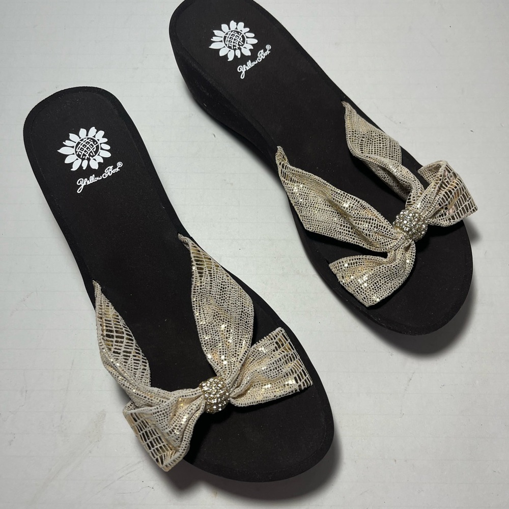 YELLOW Box Slip on Wedge Sandals Shoes Sz 10